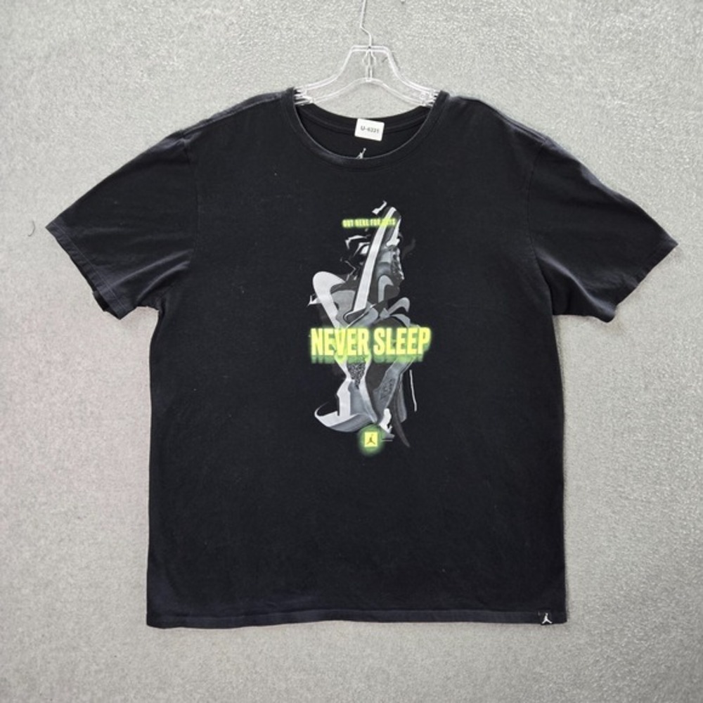 Air Jordan Men Shirt XL Black Logo Never Sleep‎ Short Sleeve Tee